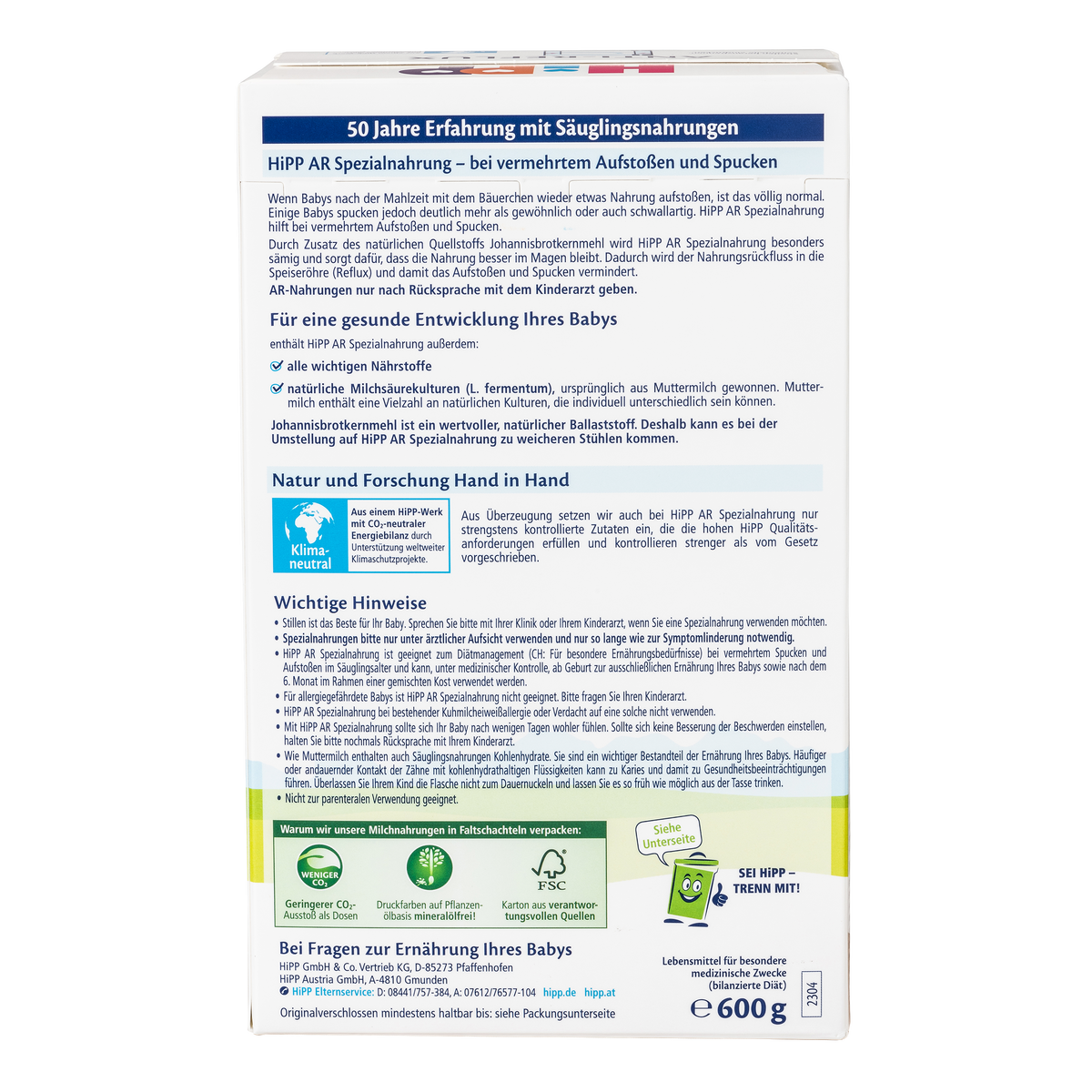 HiPP Anti-Reflux (AR) Cow Milk Baby Formula • All stages