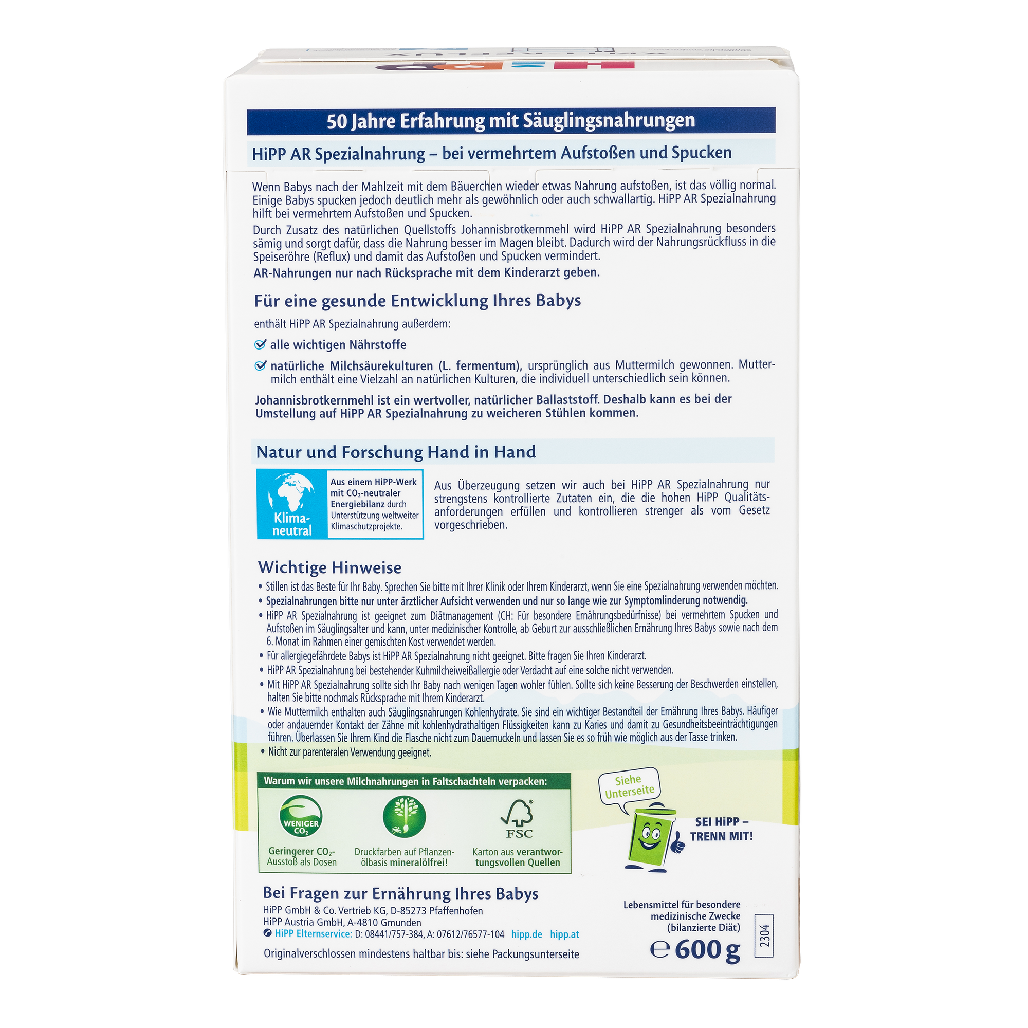HiPP Anti-Reflux (AR) Cow Milk Baby Formula • All stages