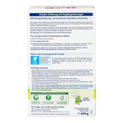 HiPP Anti-Reflux (AR) Cow Milk Baby Formula • All stages
