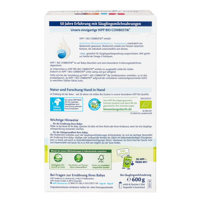 HiPP German Bio Combiotic Cow Milk Baby Formula • Stage 1