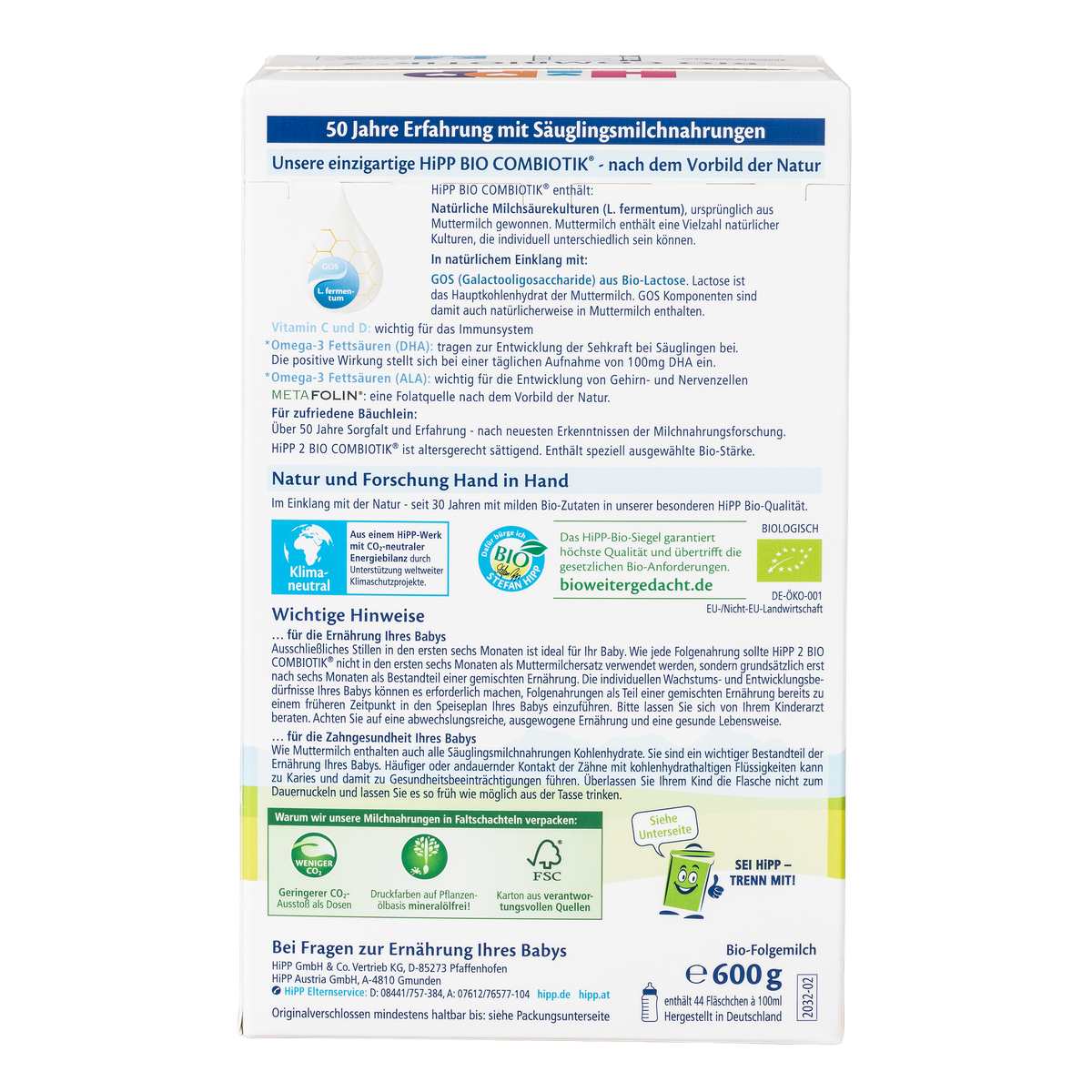 HiPP German Bio Combiotic Cow Milk Baby Formula • Stage 2