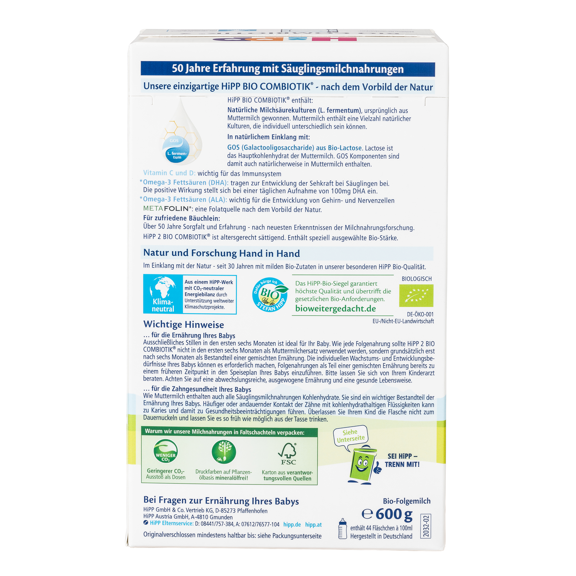 HiPP German Bio Combiotic Cow Milk Baby Formula • Stage 2