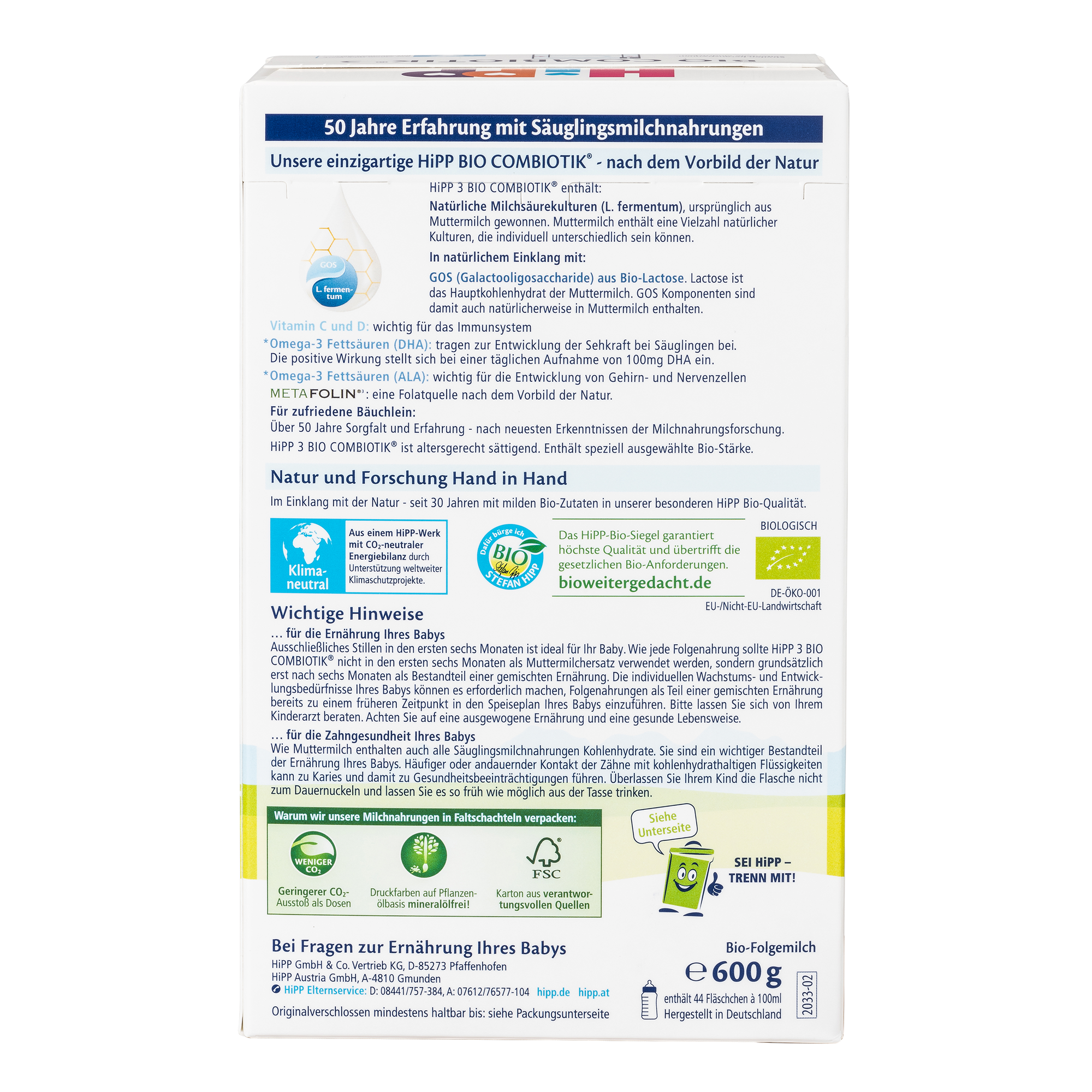 HiPP German Bio Combiotic Cow Milk Baby Formula • Stage 3