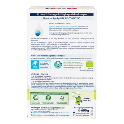 HiPP German Bio Combiotic Cow Milk Baby Formula • Stage Pre