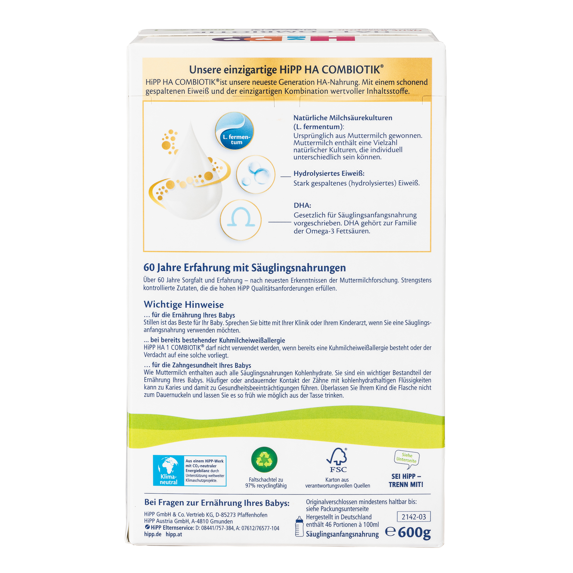 HiPP German Hypoallergenic Cow Milk Baby Formula • Stage 1