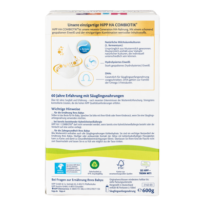 HiPP German Hypoallergenic Cow Milk Baby Formula • Stage 1