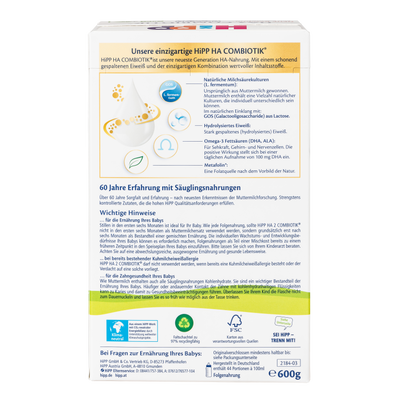 HiPP German Hypoallergenic Cow Milk Baby Formula • Stage 2