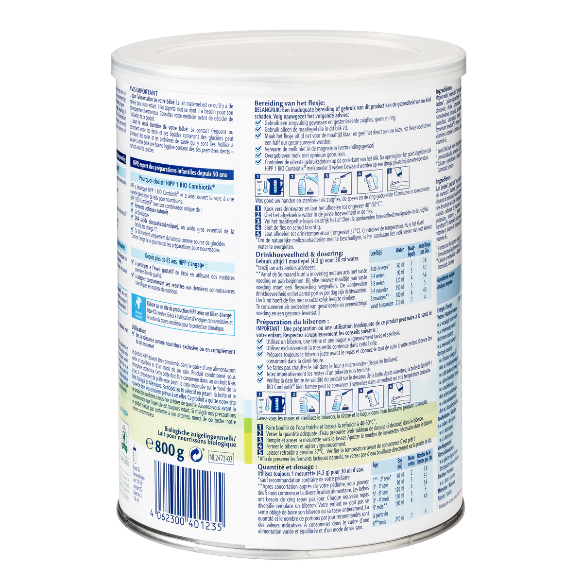 HiPP Dutch Bio Combiotik Cow Milk Baby Formula • Stage 1