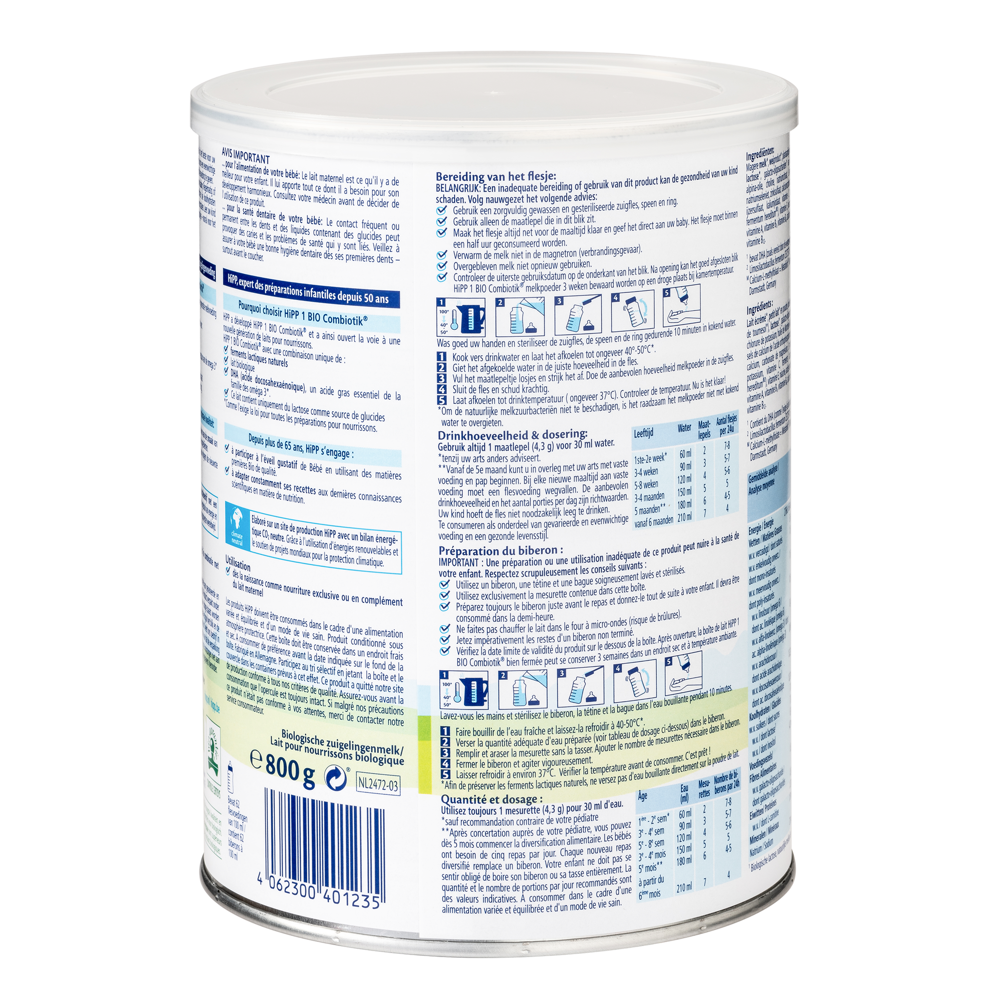 HiPP Dutch Bio Combiotik Cow Milk Baby Formula • Stage 1