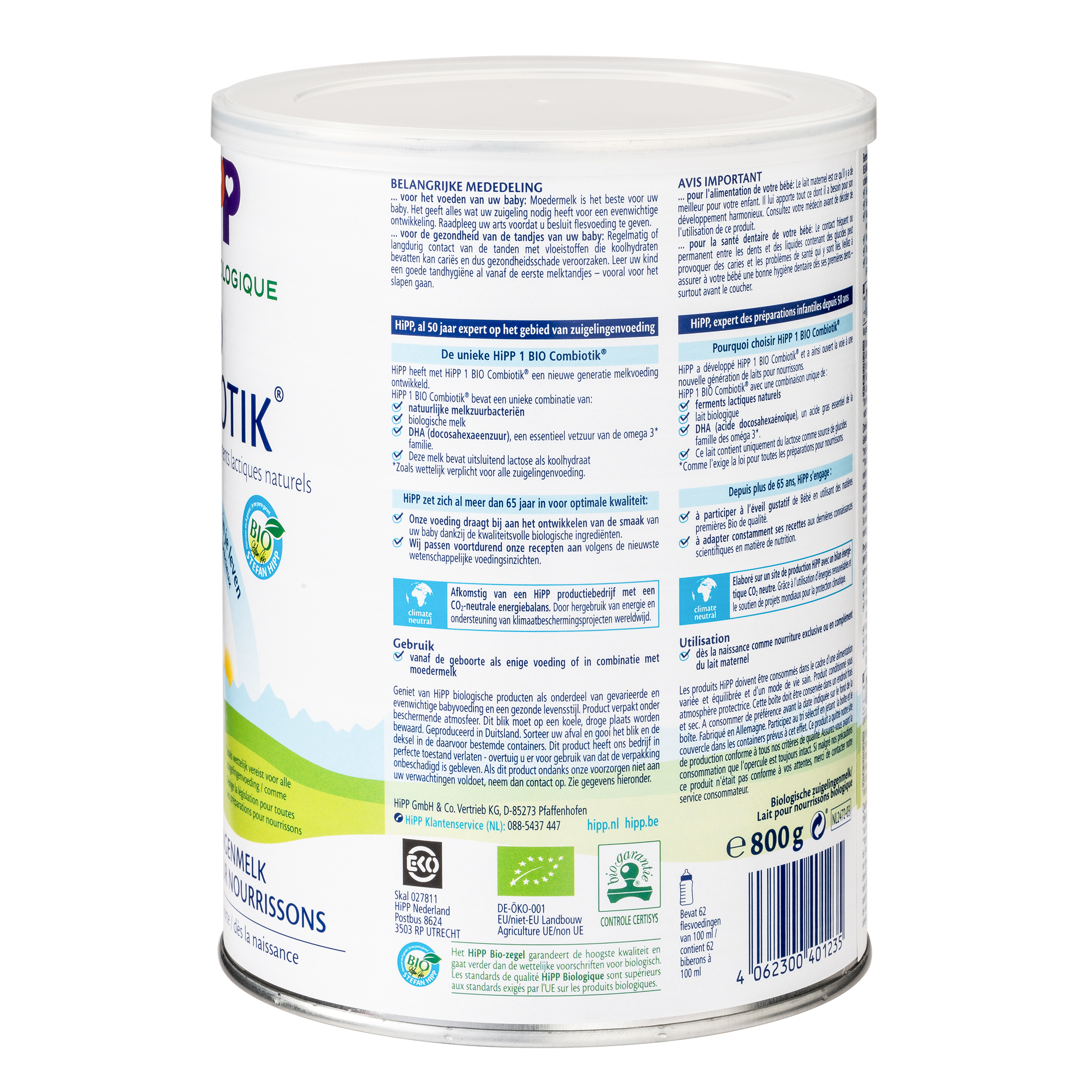 HiPP Dutch Bio Combiotik Cow Milk Baby Formula • Stage 1