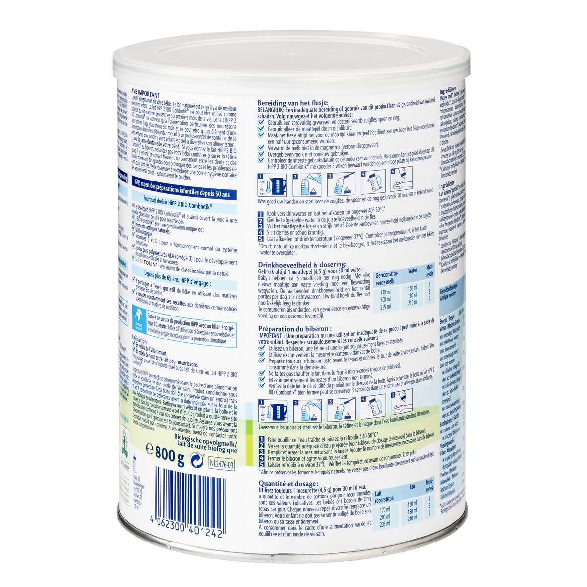 HiPP Dutch Bio Combiotik Cow Milk Baby Formula • Stage 2