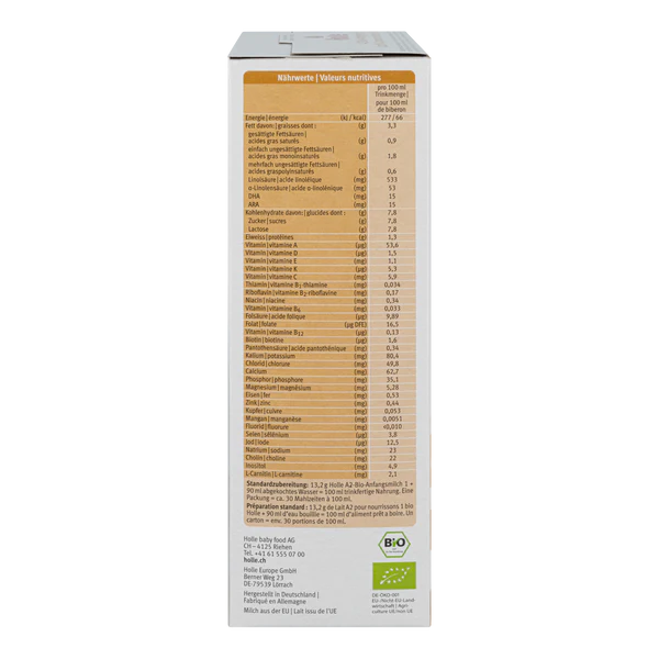 Holle A2 Cow Milk Baby Formula • Stage 1